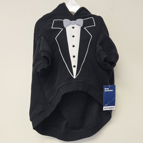 Old Navy Microfleece Critter Sweater Hoodie New Year's Tuxedo L - Picture 2 of 10